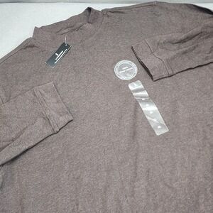 Lanesboro Pima Cotton Mock Neck Long Sleeve Knit Top Brown Mens XL